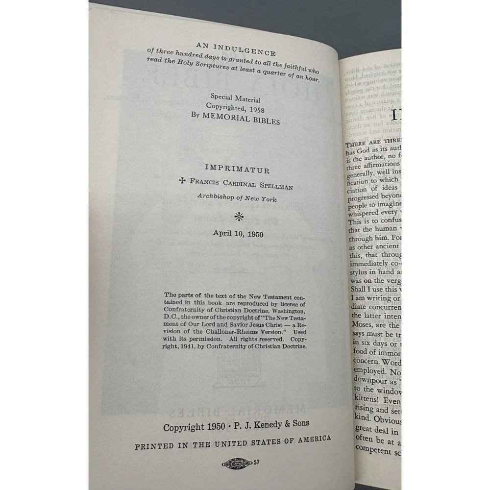 1958 Holy Bible Memorial Edition Illustrated with‎ Wooden Cover